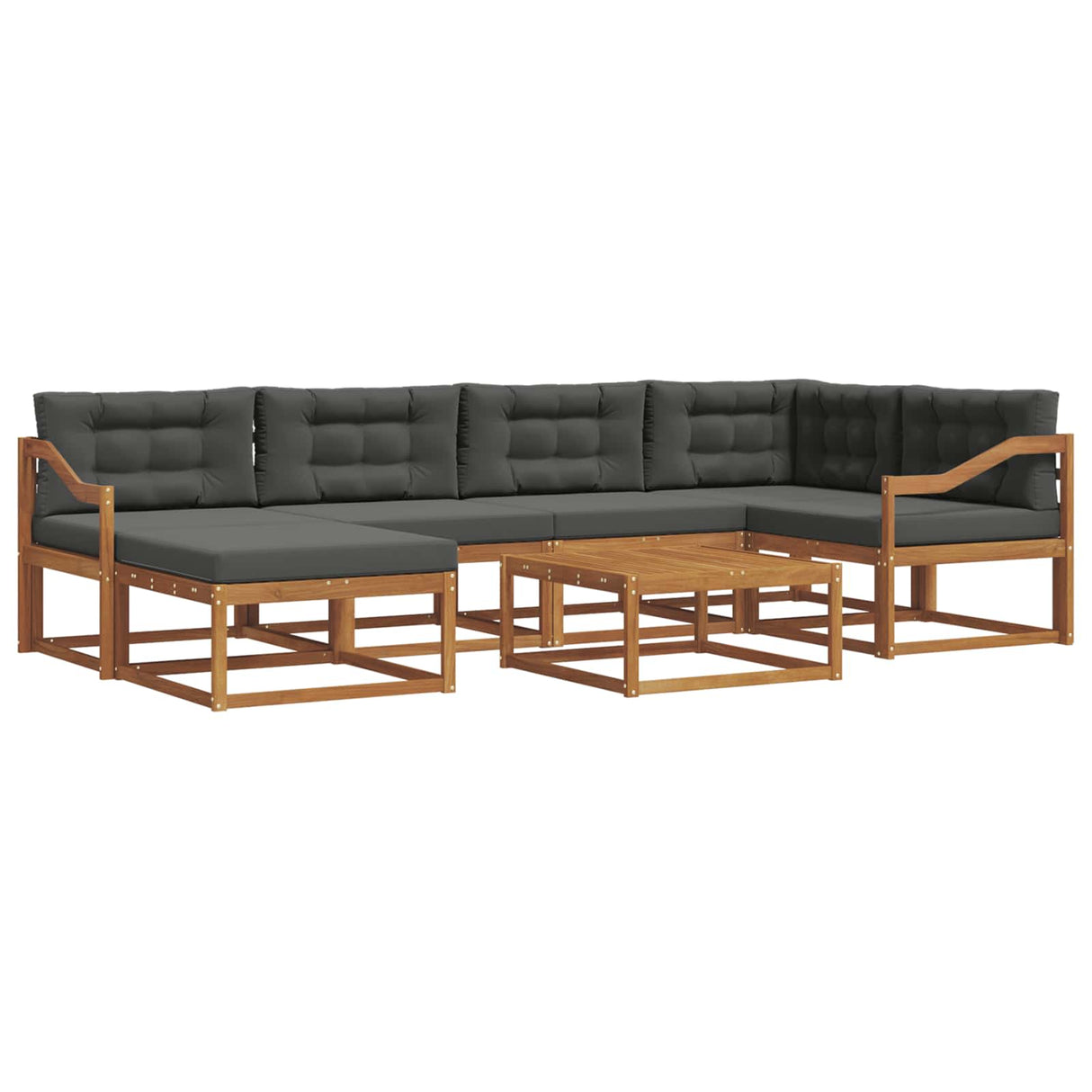 Outdoor Sofa Set with Cushion 7 pcs Natural and Anthracite