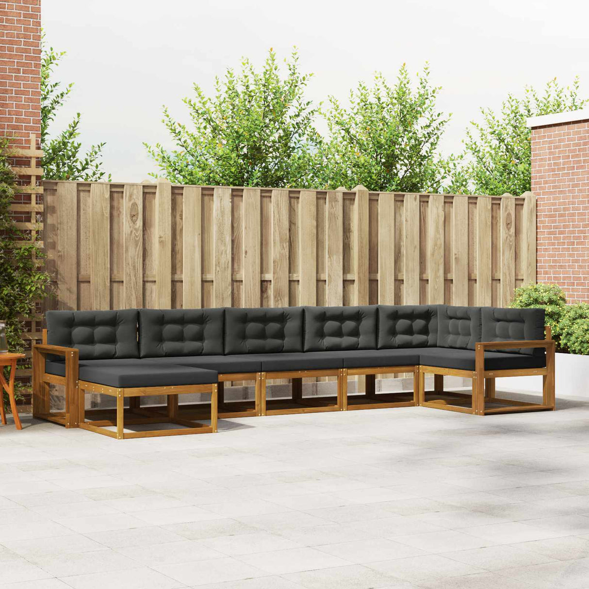 Outdoor Sofa Set with Cushion 7 pcs Natural and Anthracite