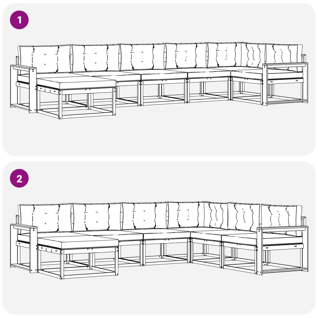 Outdoor Sofa Set 7 pcs Natural and Anthracite