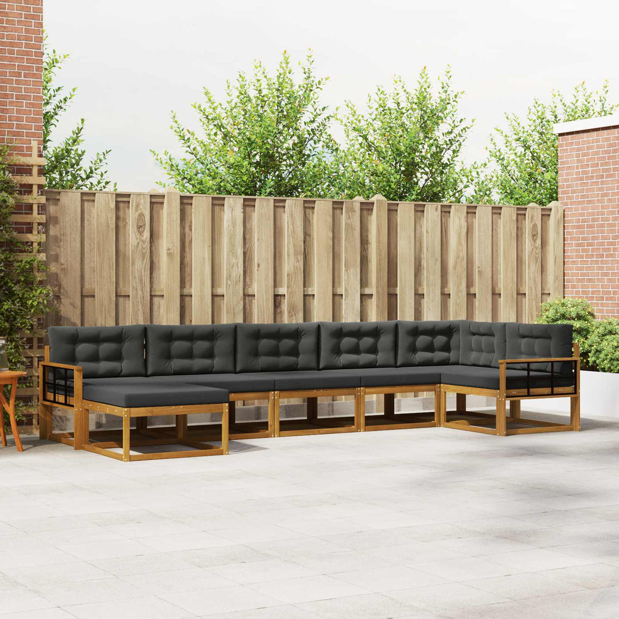 Outdoor Sofa Set 7 pcs Natural and Anthracite