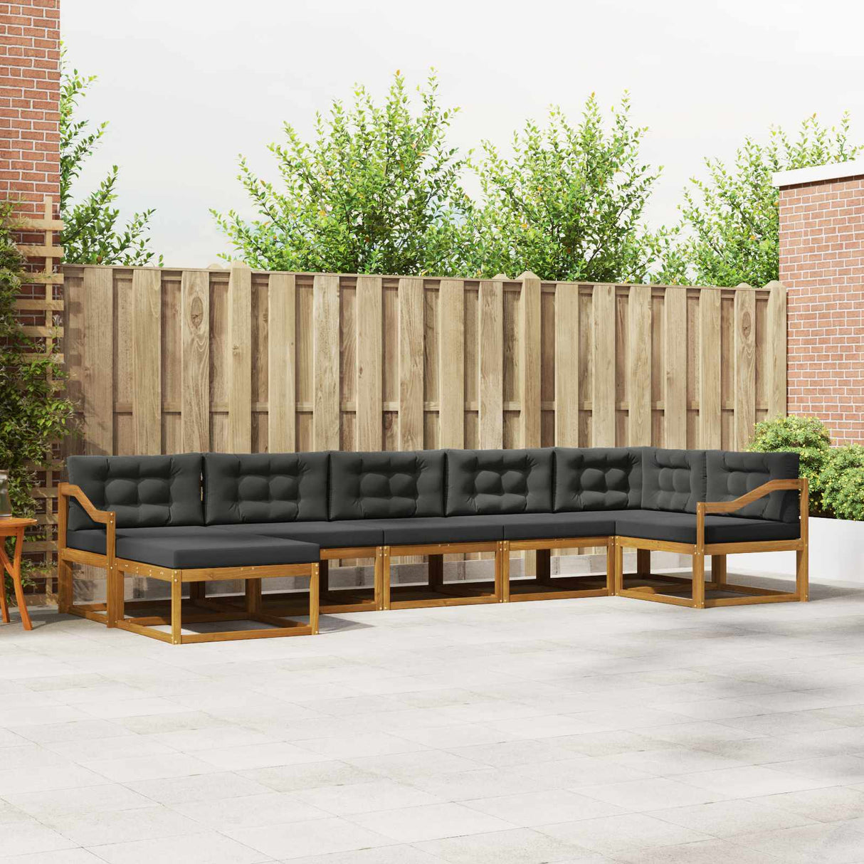 Outdoor Sofa Set 7 pcs Natural and Anthracite