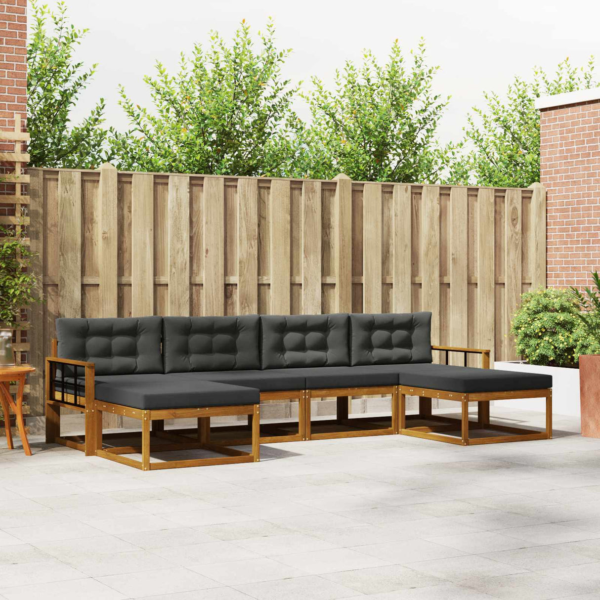 Outdoor Sofa Set 6 pcs Natural and Anthracite