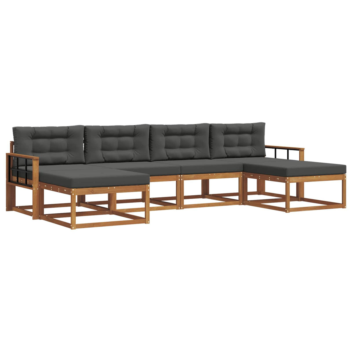 Outdoor Sofa Set with Cushion 6 pcs Natural and Anthracite