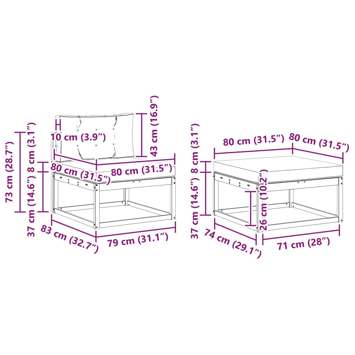 Outdoor Sofa Set with Cushion 6 pcs Natural and Anthracite