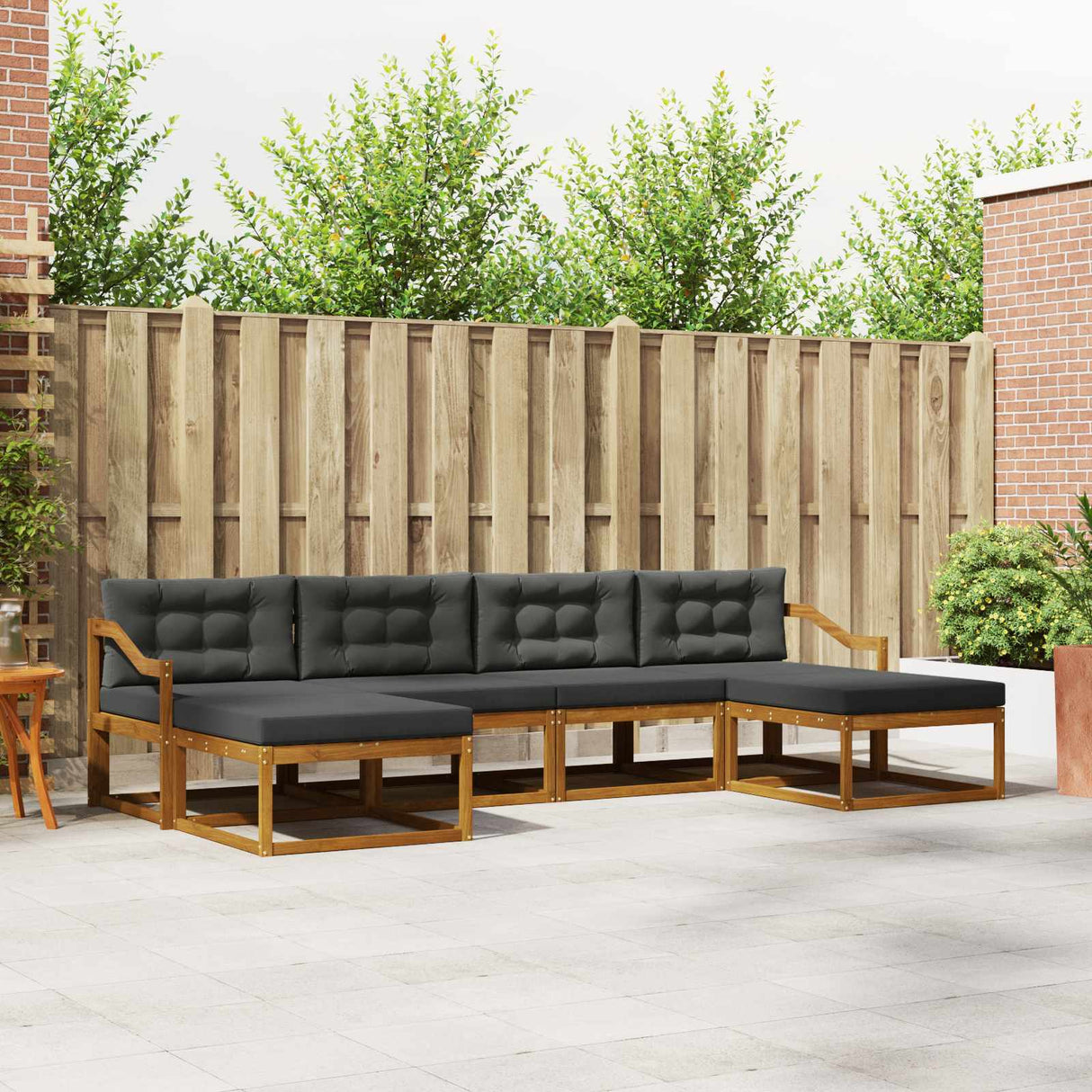 Outdoor Sofa Set with Cushion 6 pcs Natural and Anthracite