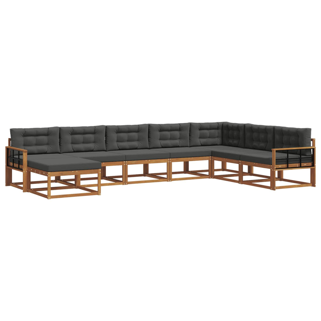 Outdoor Sofa Set with Cushion 8 pcs Natural and Anthracite