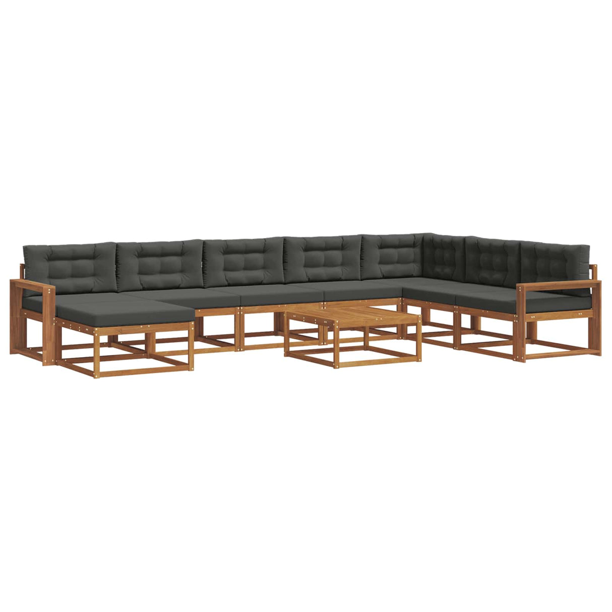 Outdoor Sofa Set with Cushion 9 pcs Natural and Anthracite
