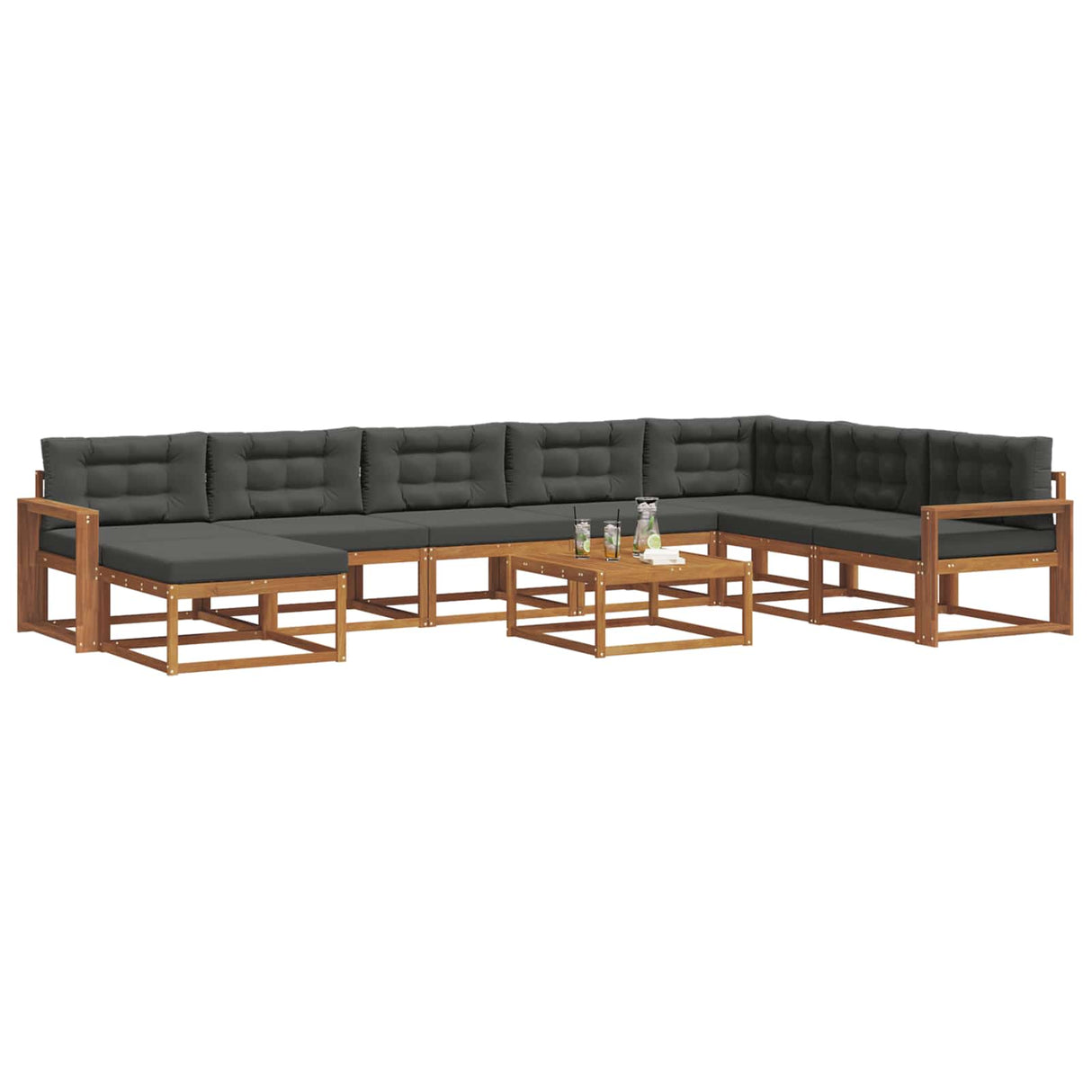 Outdoor Sofa Set with Cushion 9 pcs Natural and Anthracite