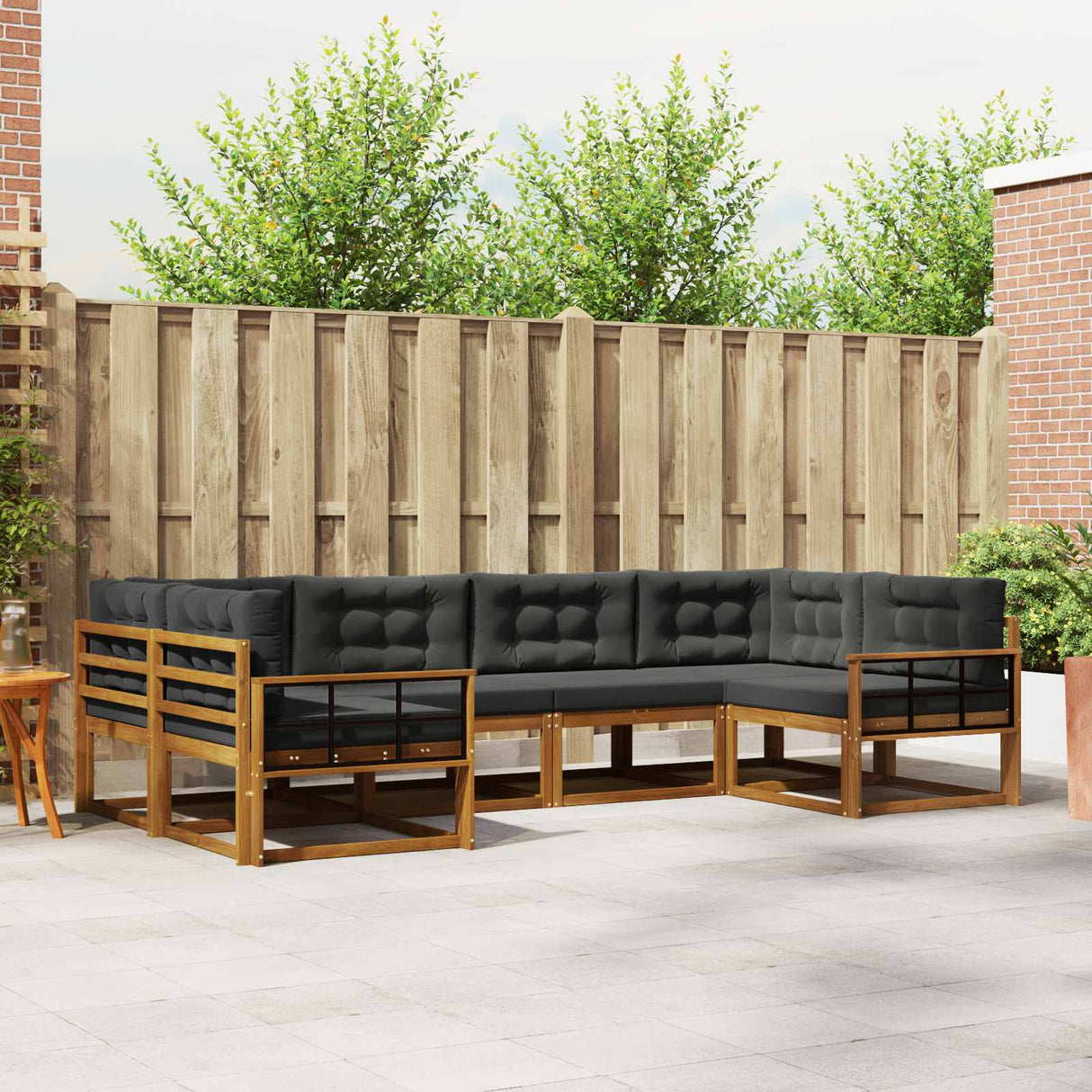 Outdoor Sofa Set with Cushion 6 pcs Natural and Anthracite