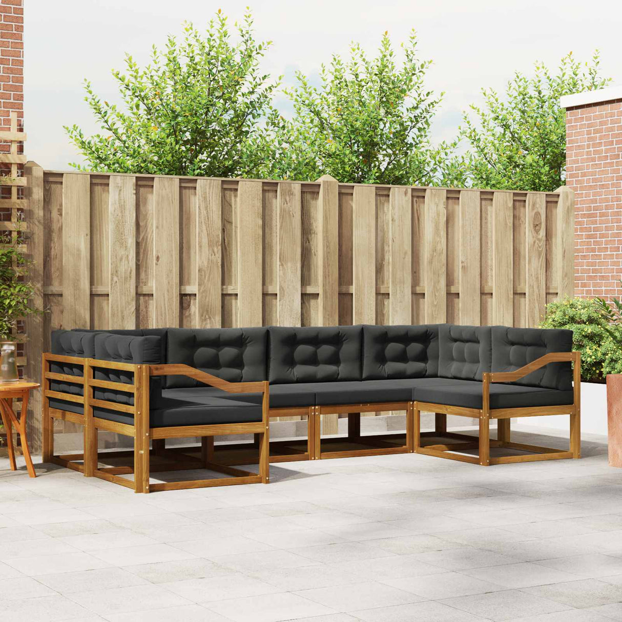 Outdoor Sofa Set with Cushion 6 pcs Natural and Anthracite