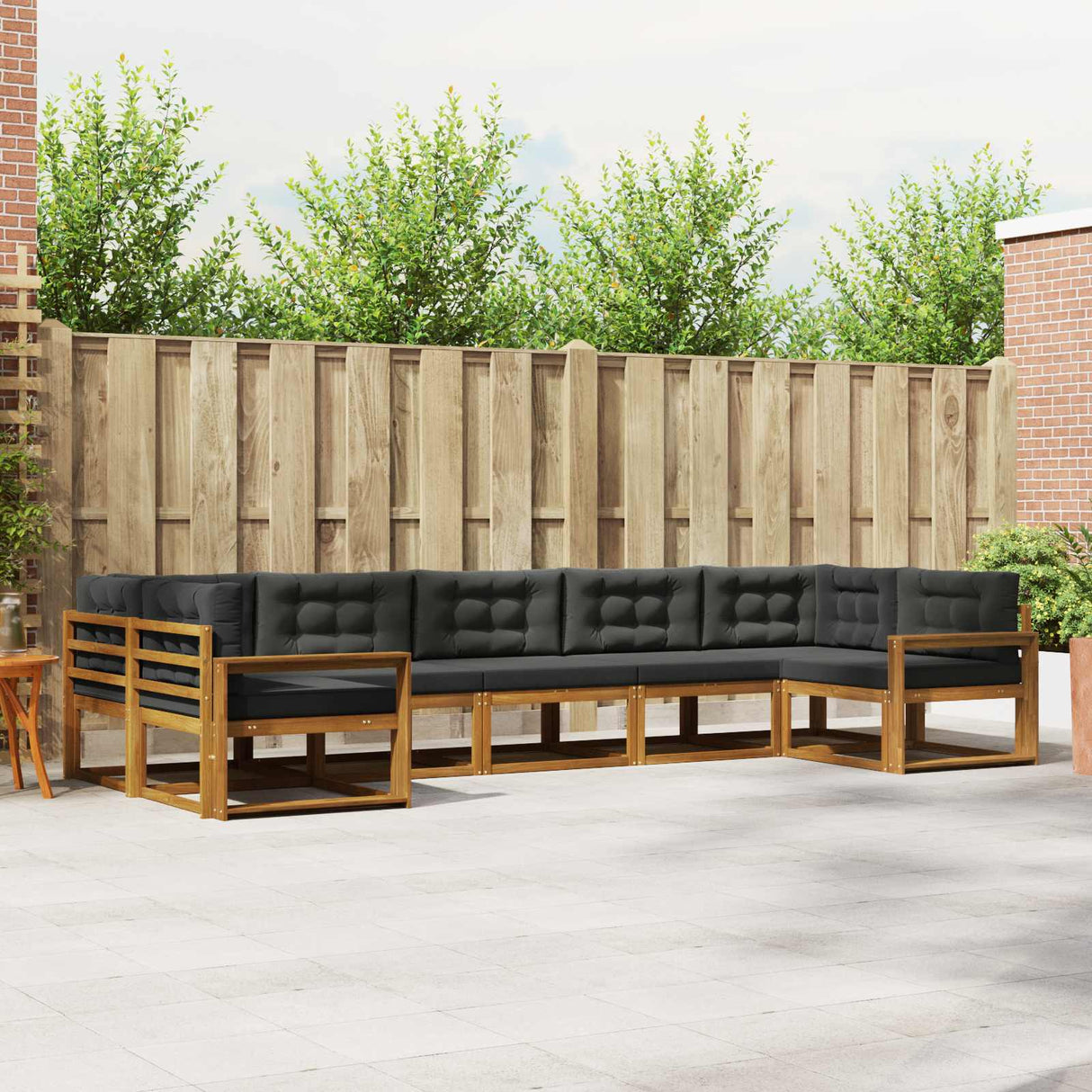 Outdoor Sofa Set 7 pcs Natural and Anthracite