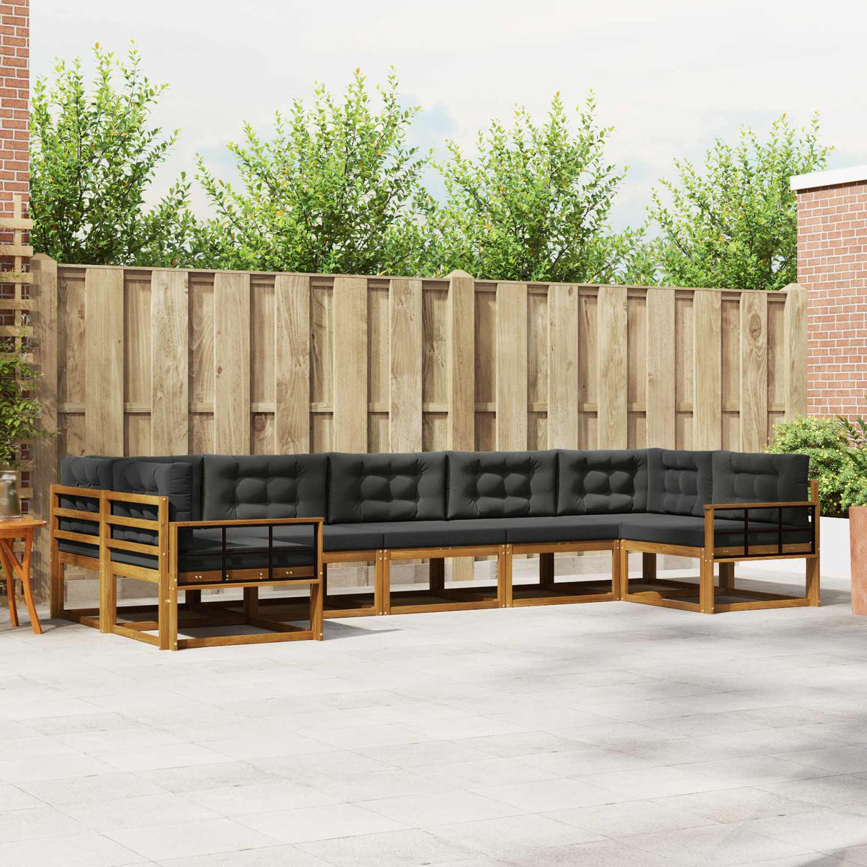 Outdoor Sofa Set 7 pcs Natural and Anthracite