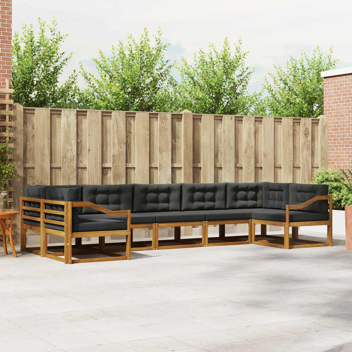 Outdoor Sofa Set with Cushion 7 pcs Natural and Anthracite