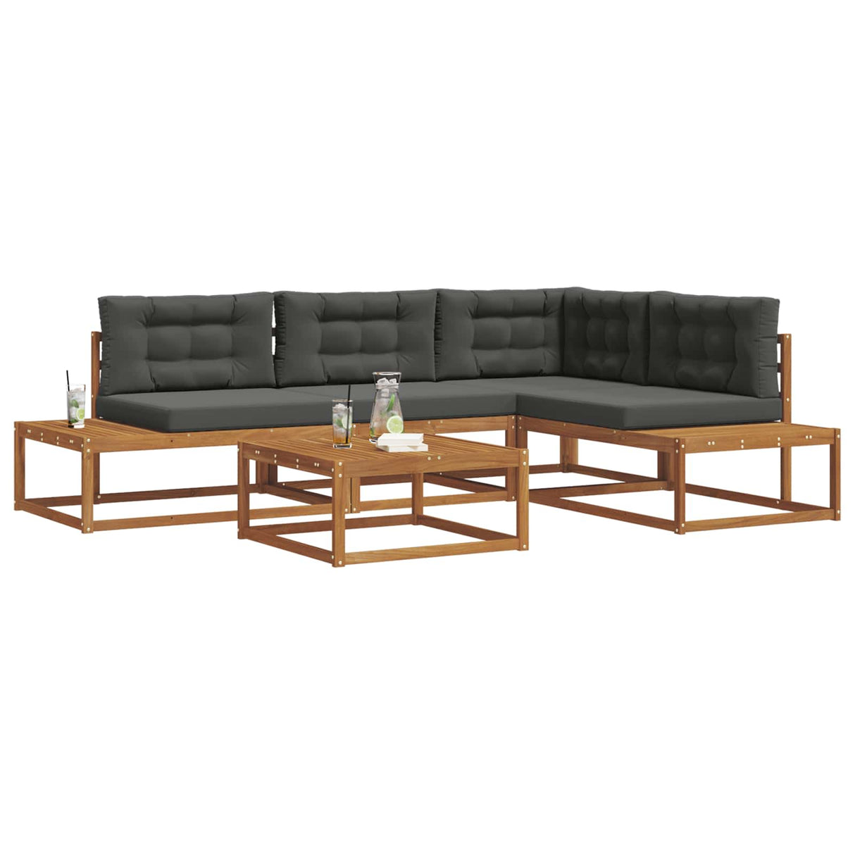 Outdoor Sofa Set 5 pcs Natural and Anthracite