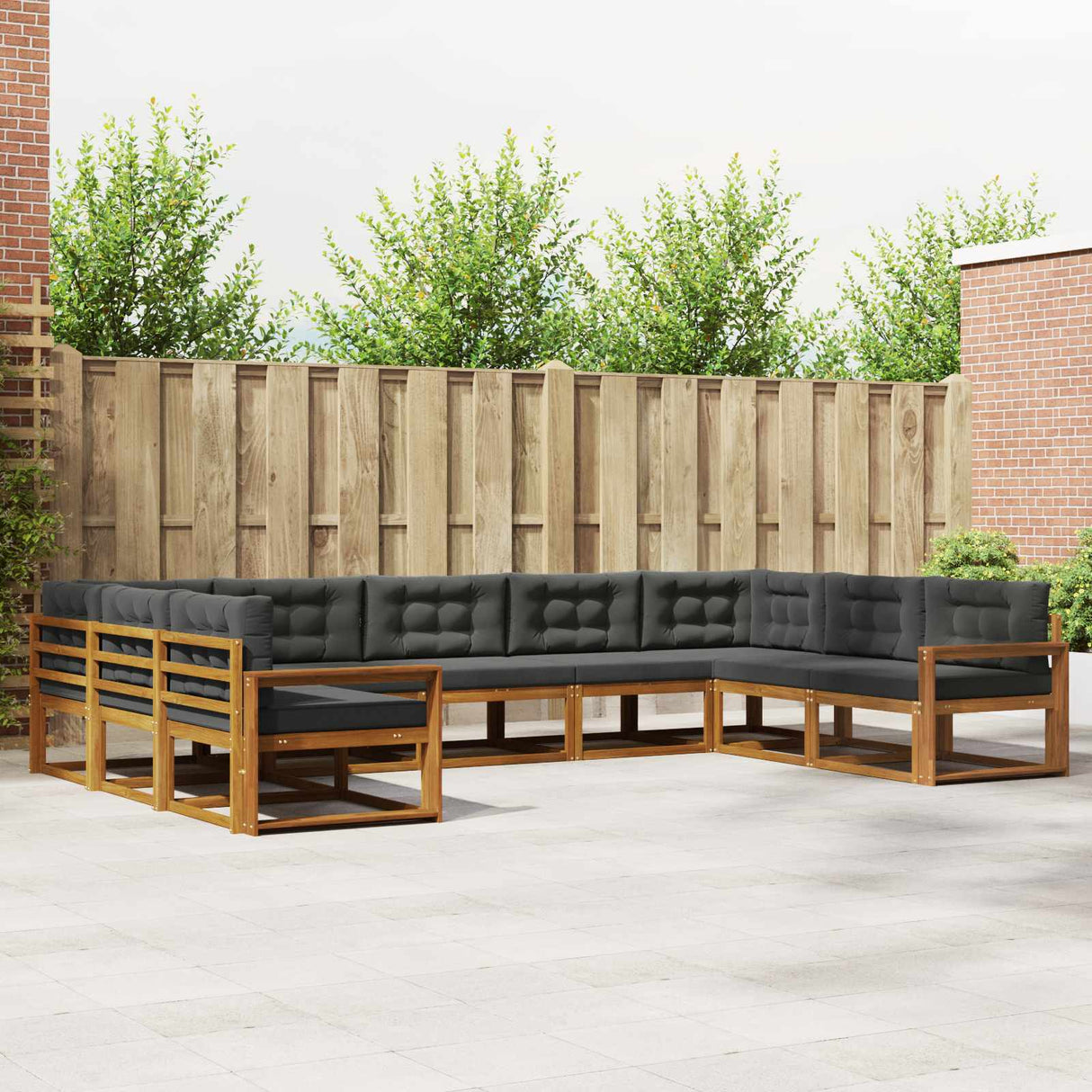 Outdoor Sofa Set 9 pcs Natural and Anthracite