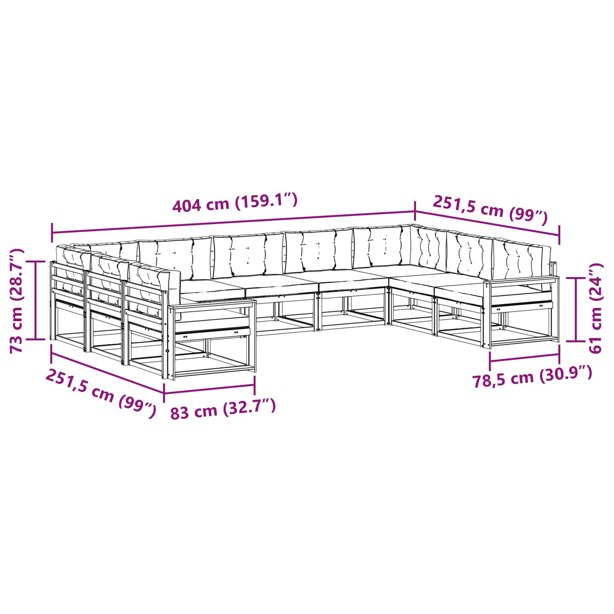 Outdoor Sofa Set 9 pcs Natural and Anthracite