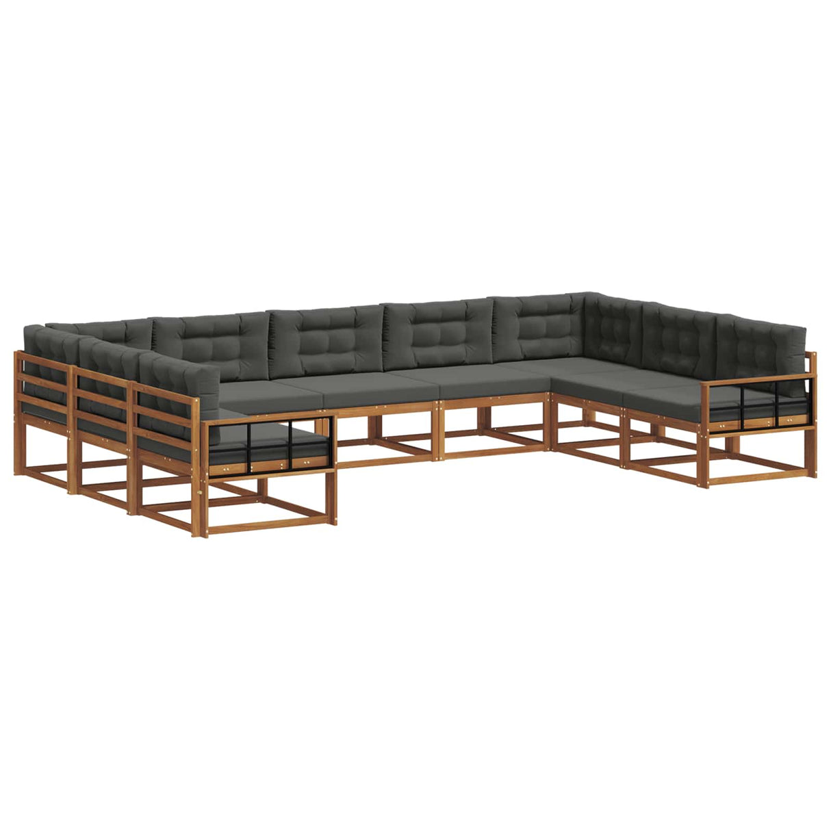 Outdoor Sofa Set with Cushion 9 pcs Natural and Anthracite