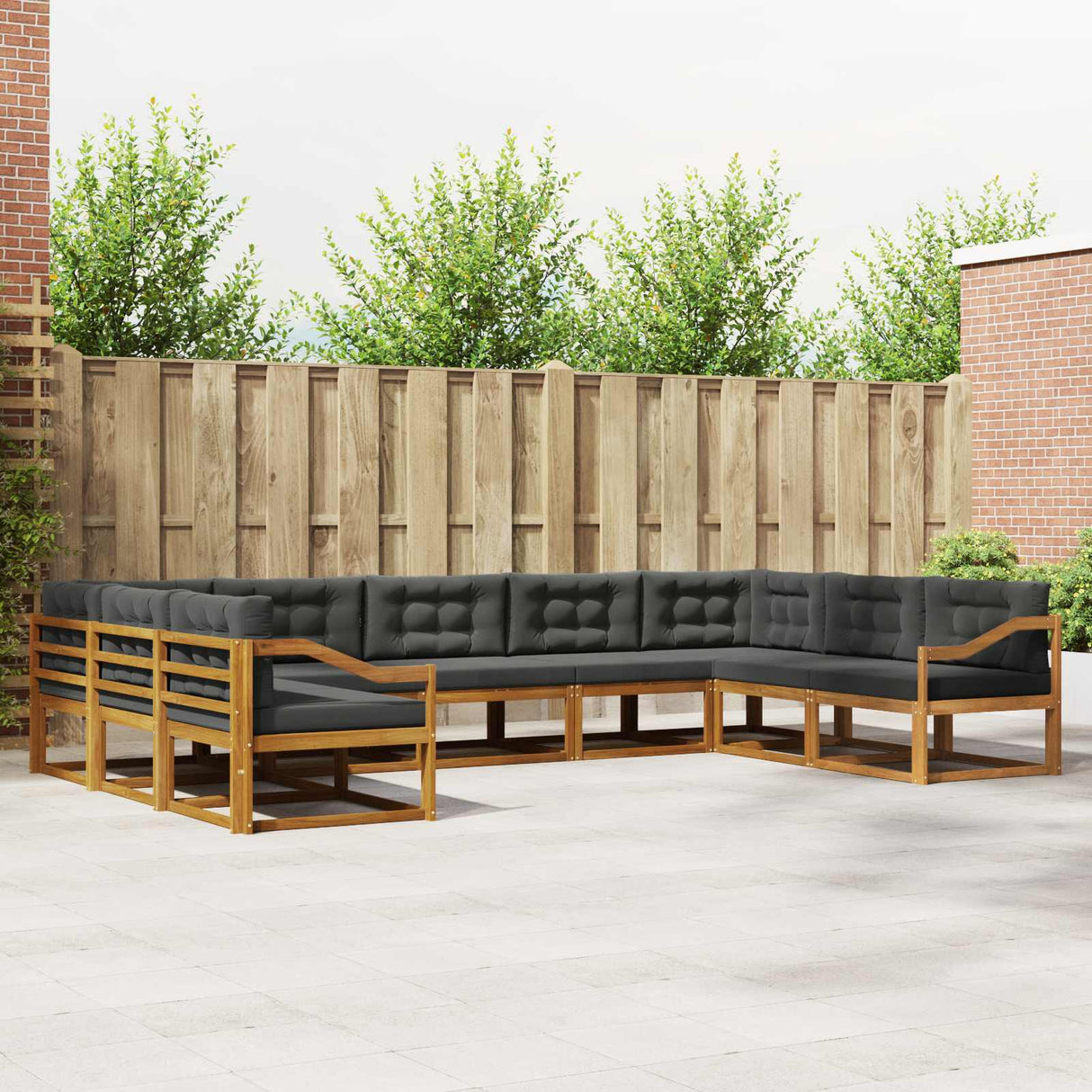 Outdoor Sofa Set 9 pcs Natural and Anthracite