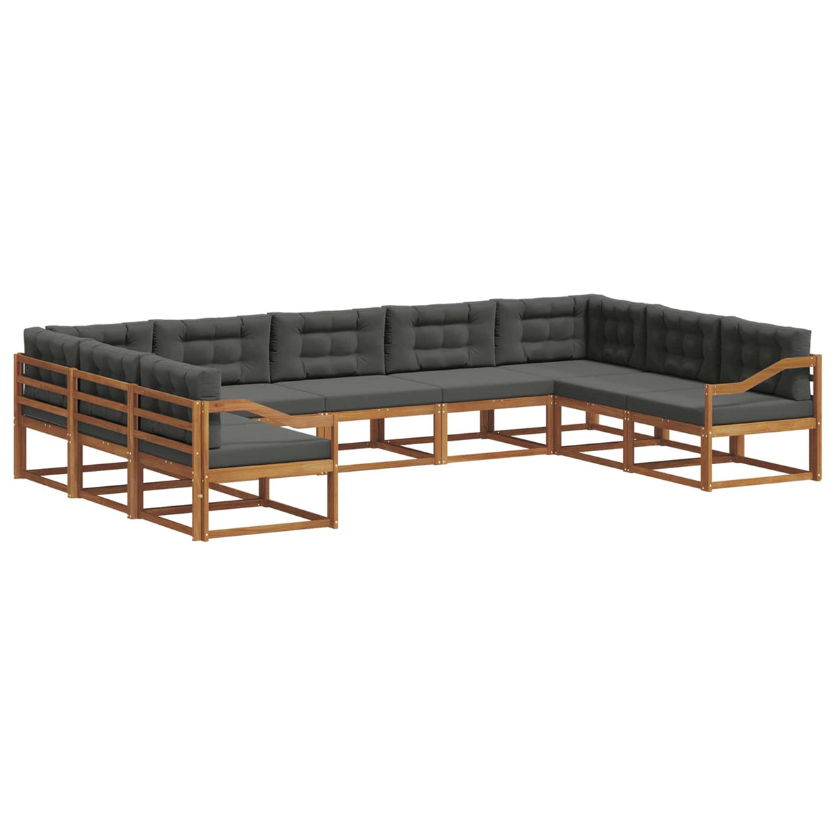 Outdoor Sofa Set with Cushion 9 pcs Natural and Anthracite