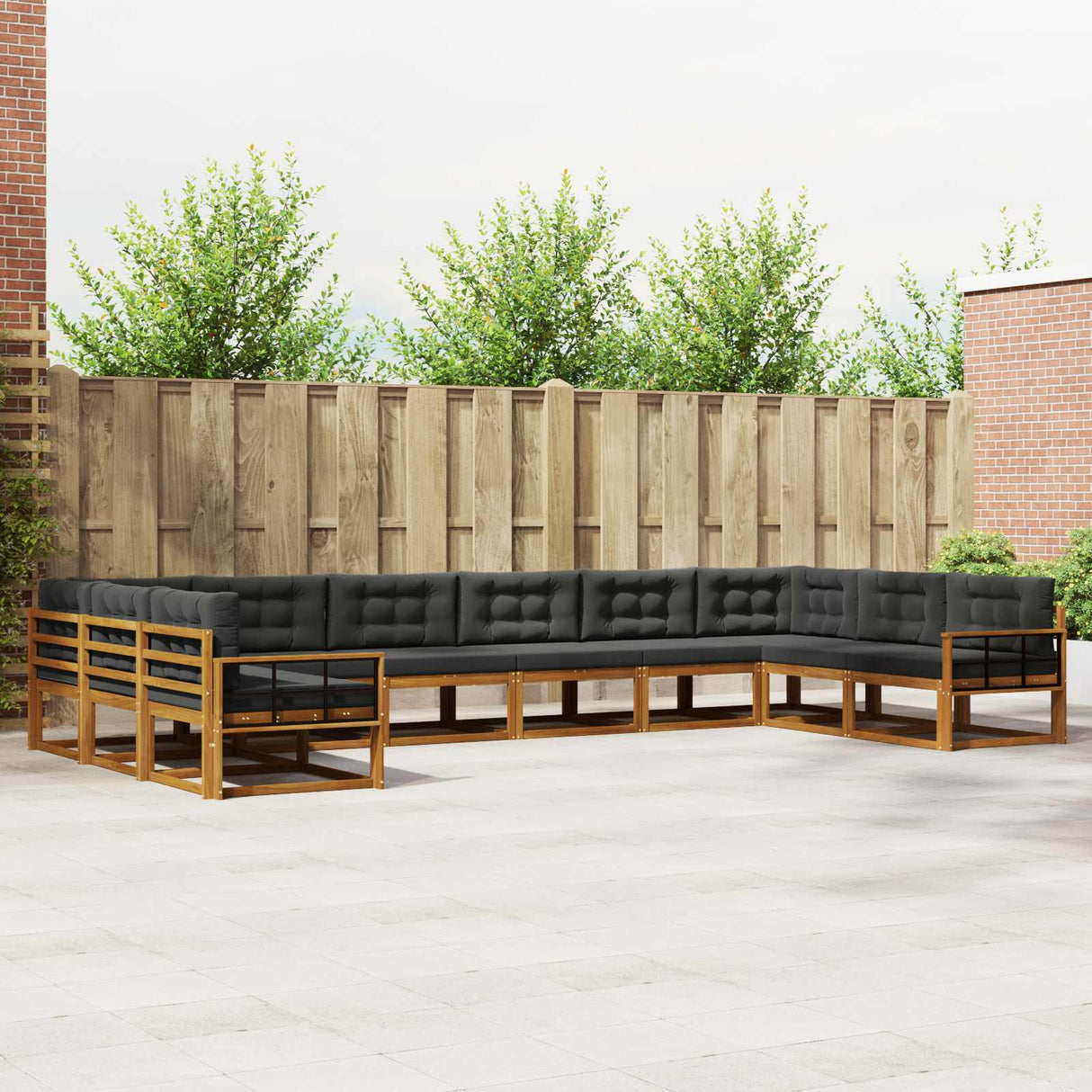 Outdoor Sofa Set 10 pcs Natural and Anthracite