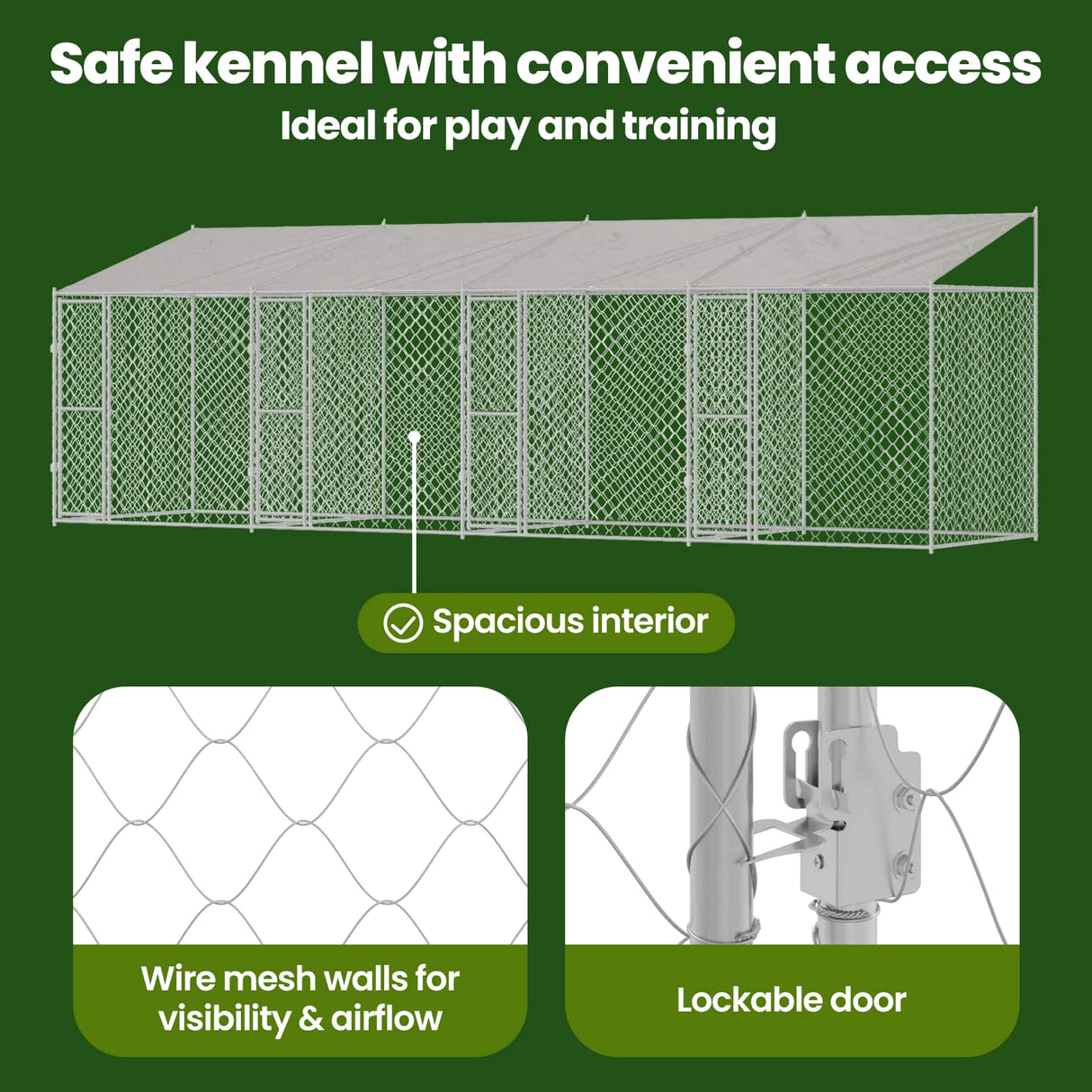 Dog Cage with Roof Silver 800 x 200 x 256 cm Steel and PE