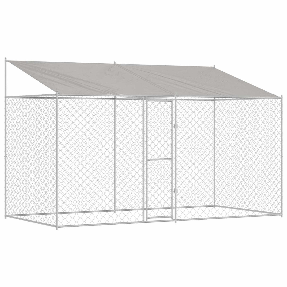 Dog Cage with Roof Silver 400 x 200 x 256 cm Steel and PE