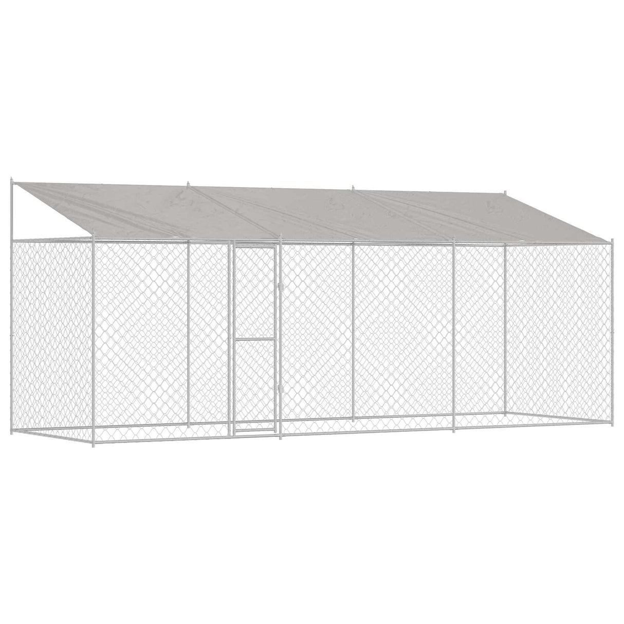 Dog Cage with Roof Silver 600 x 200 x 256 cm Steel and PE
