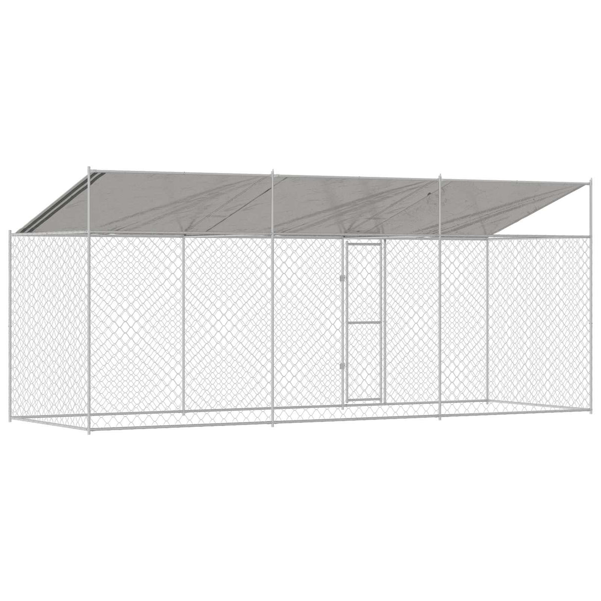 Dog Cage with Roof Silver 600 x 200 x 256 cm Steel and PE