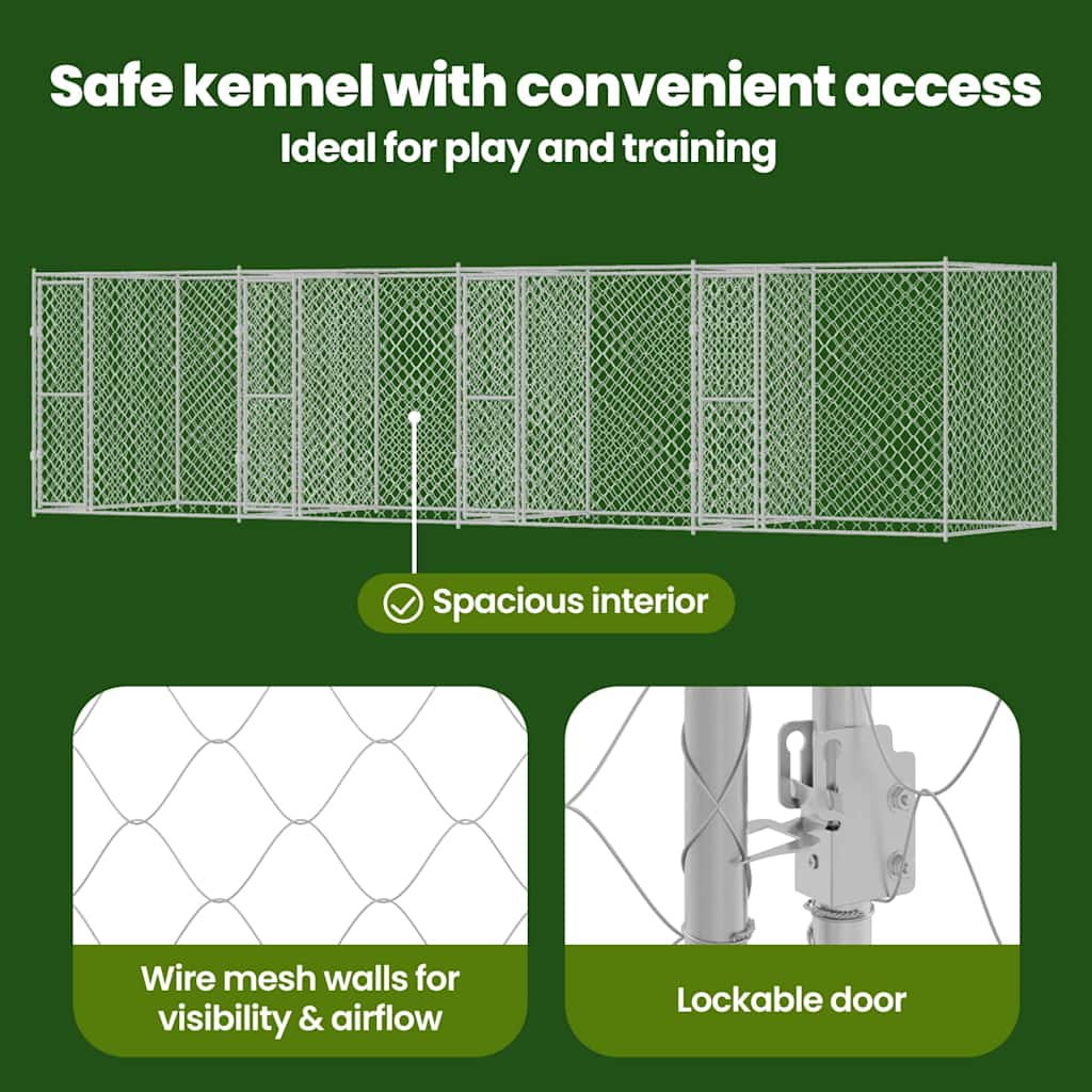Dog Cage Silver 800 x 200 x 200 cm Galvanised Steel