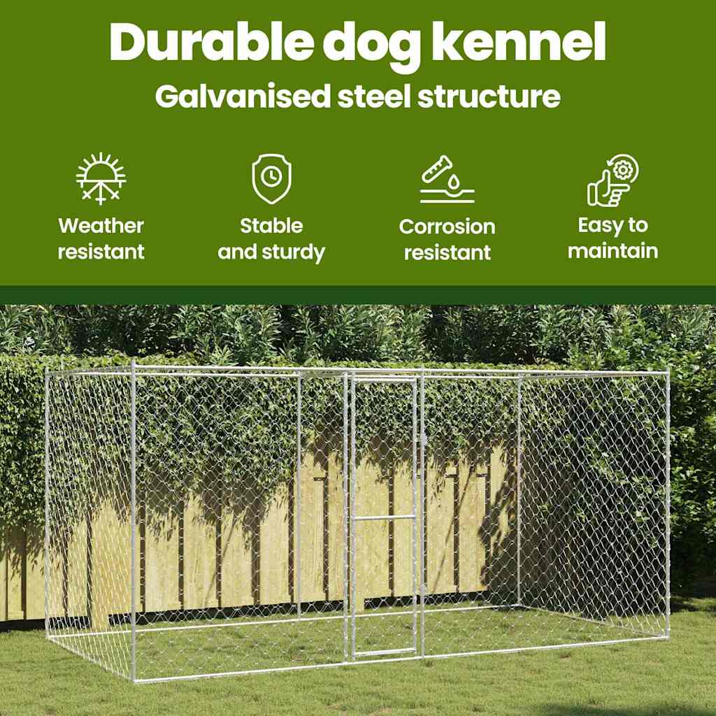 Dog Cage Silver 400 x 200 x 200 cm Galvanised Steel