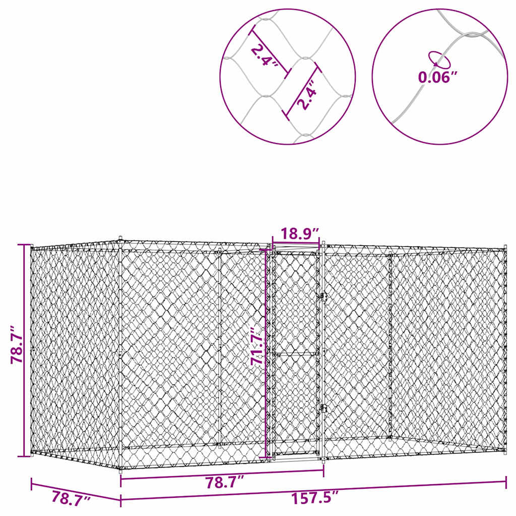 Dog Cage Silver 400 x 200 x 200 cm Galvanised Steel