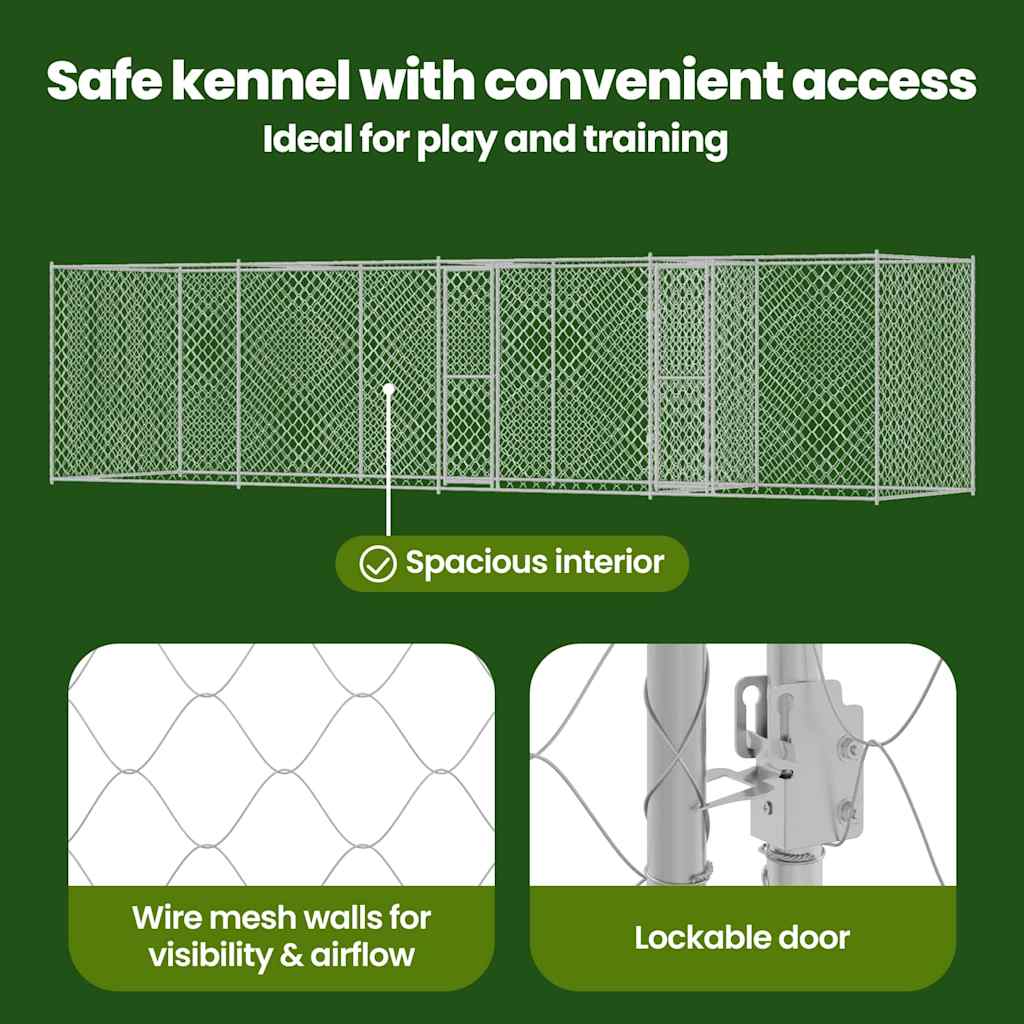 Dog Cage Silver 600 x 200 x 200 cm Galvanised Steel