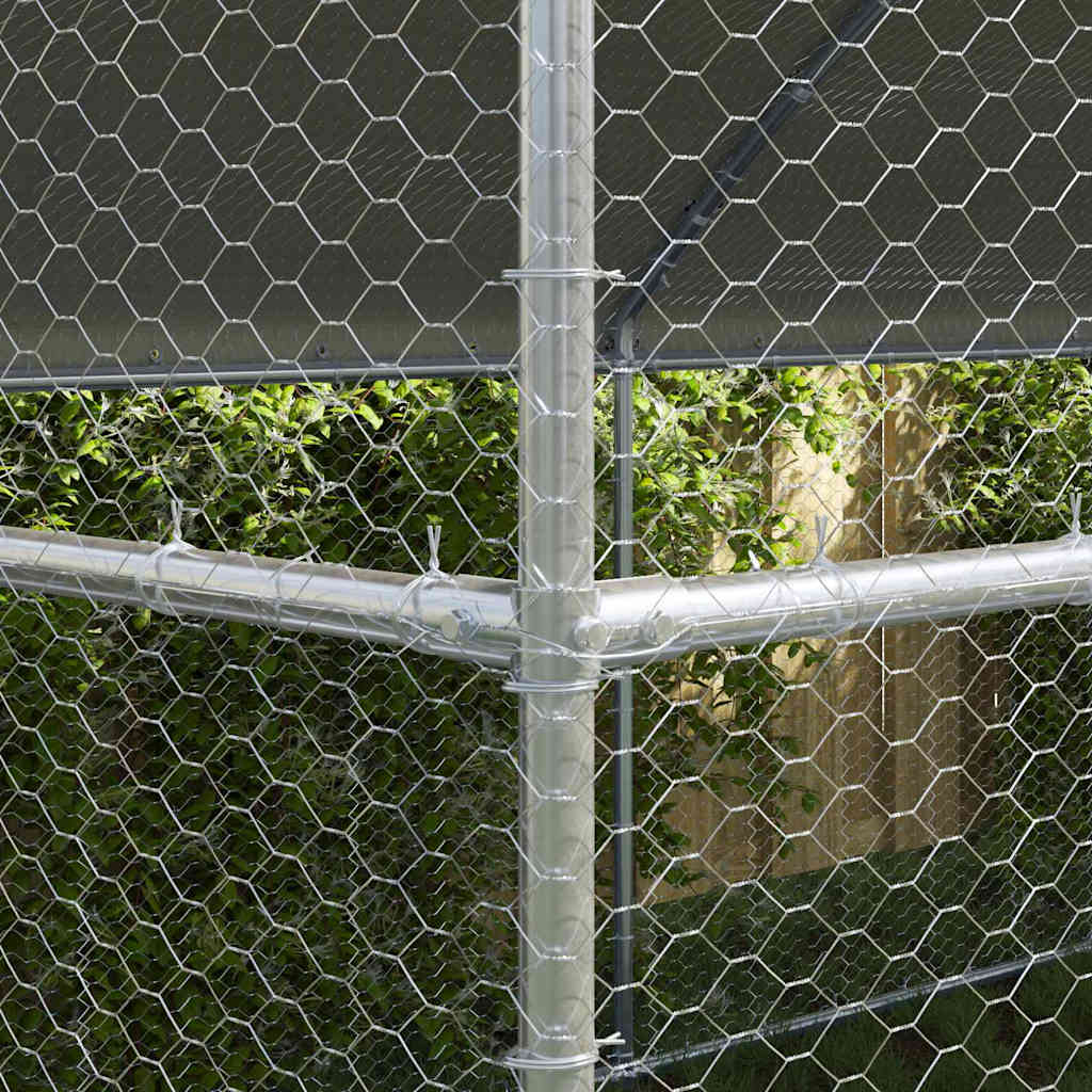 Chicken Cage with 2 Doors 2 pcs Silver 400x200x200cm