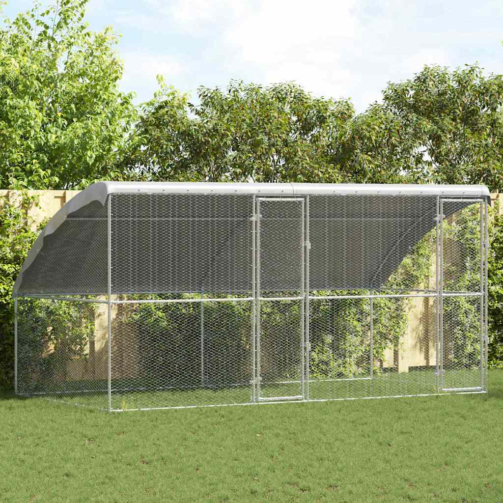 Chicken Cage with 2 Doors 2 pcs Silver 400x200x200cm