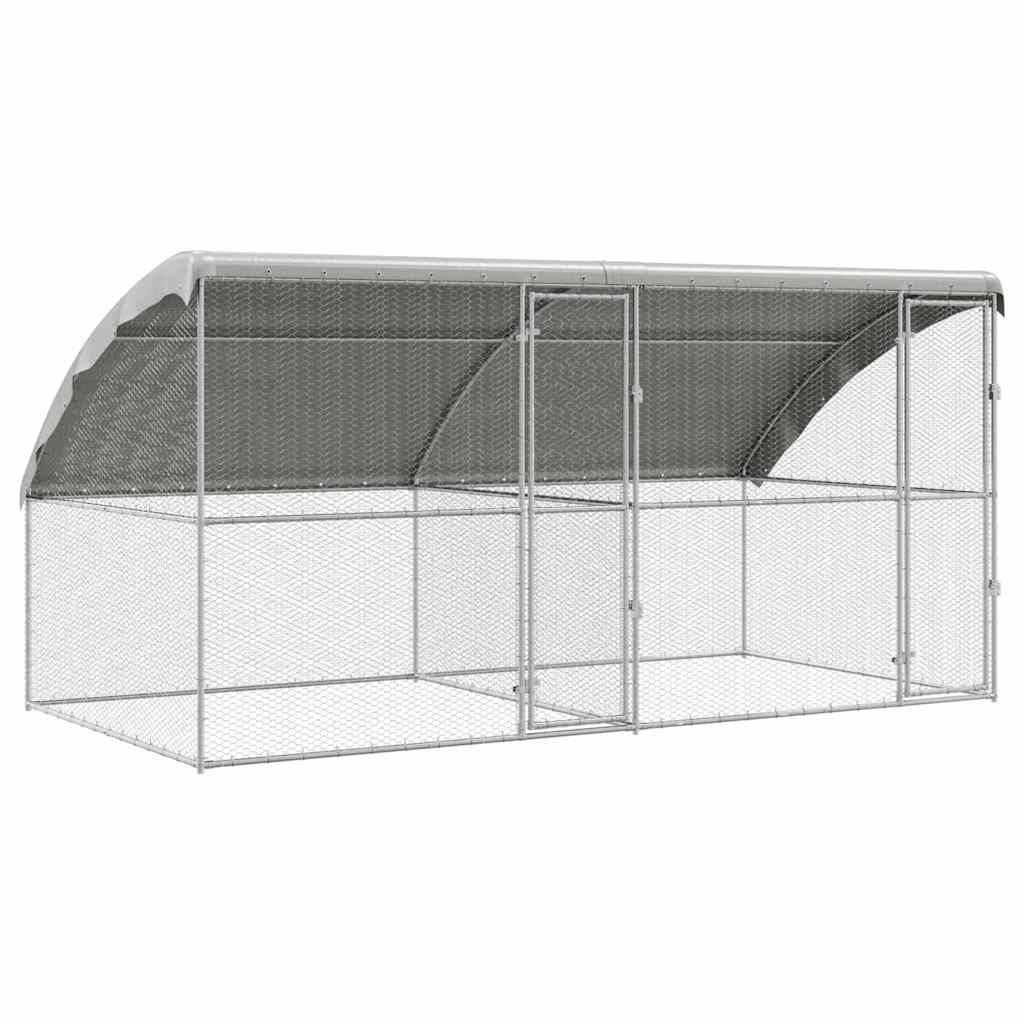 Chicken Cage with 2 Doors 2 pcs Silver 400x200x200cm