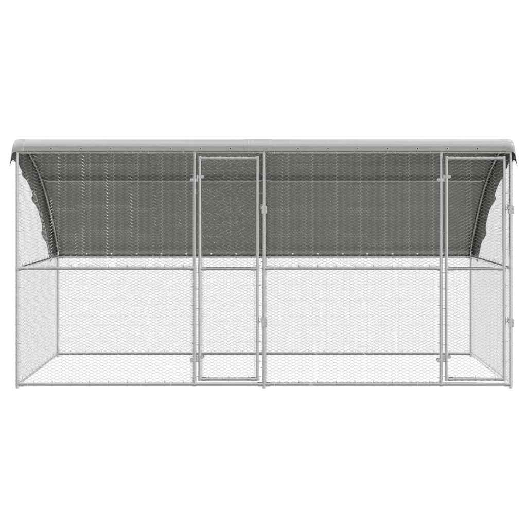 Chicken Cage with 2 Doors 2 pcs Silver 400x200x200cm