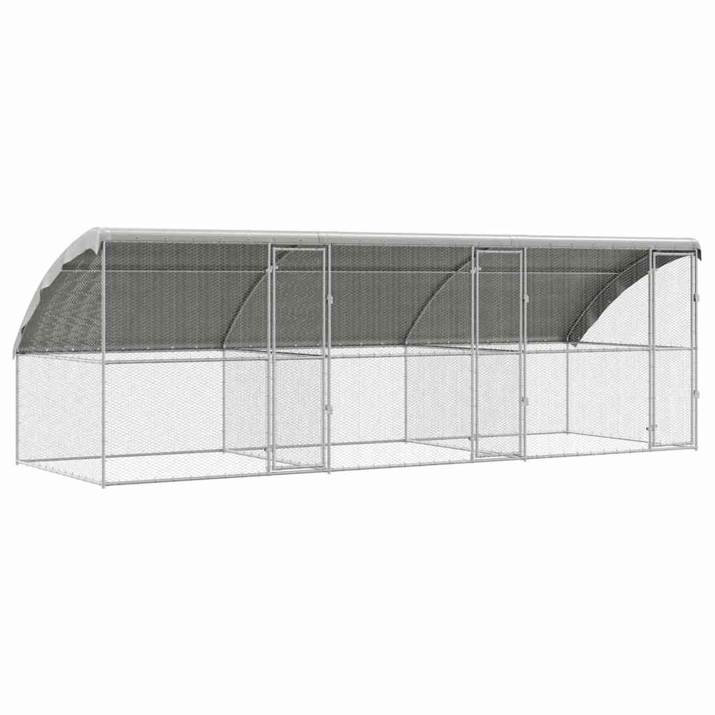 Chicken Cage with 3 Doors 3 pcs Silver 600x200x200cm