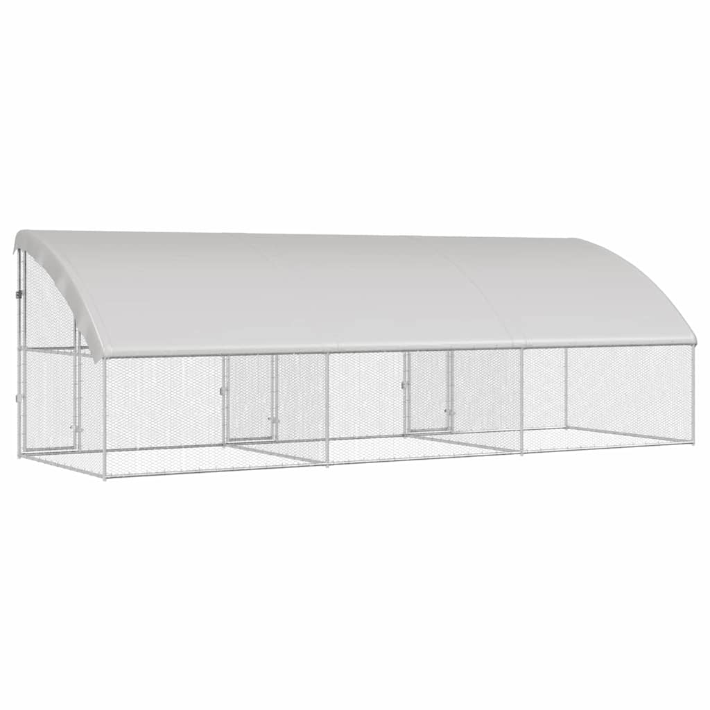Chicken Cage with 3 Doors 3 pcs Silver 600x200x200cm