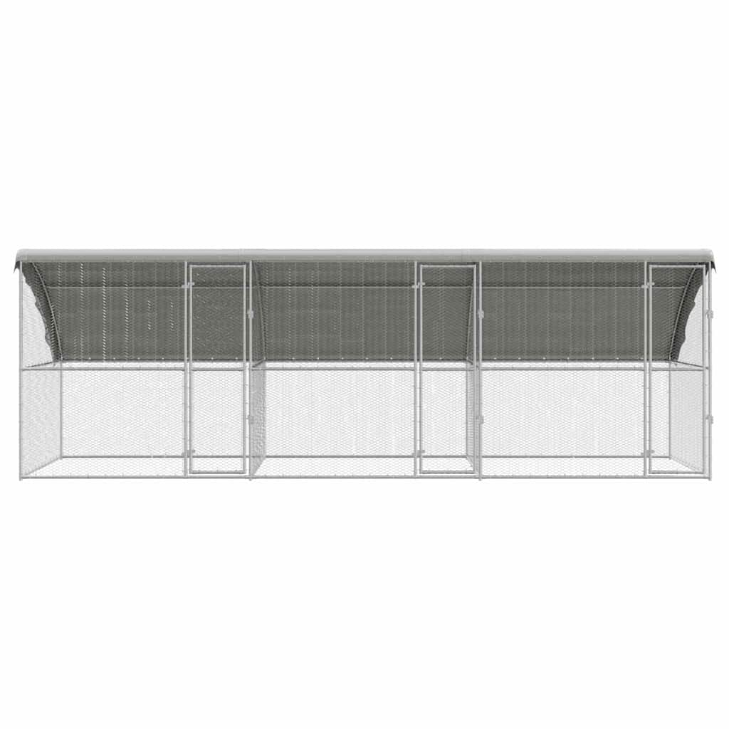 Chicken Cage with 3 Doors 3 pcs Silver 600x200x200cm