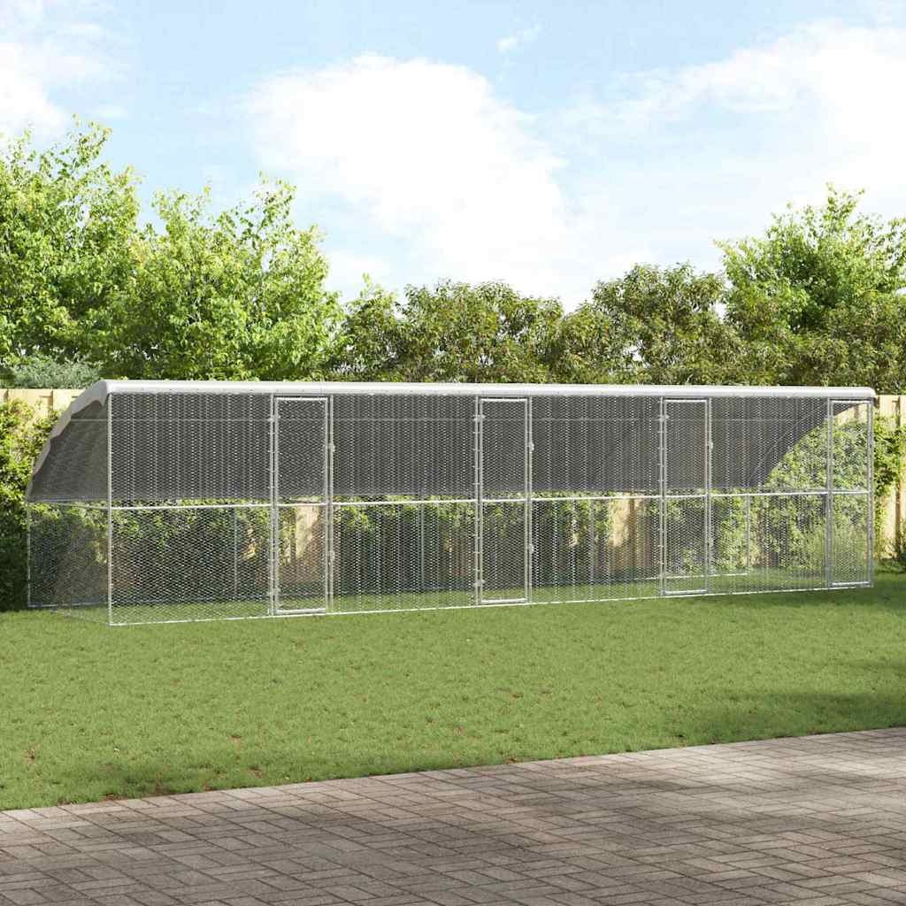 Chicken Cage with 4 Doors 4 pcs Silver 800x200x200cm
