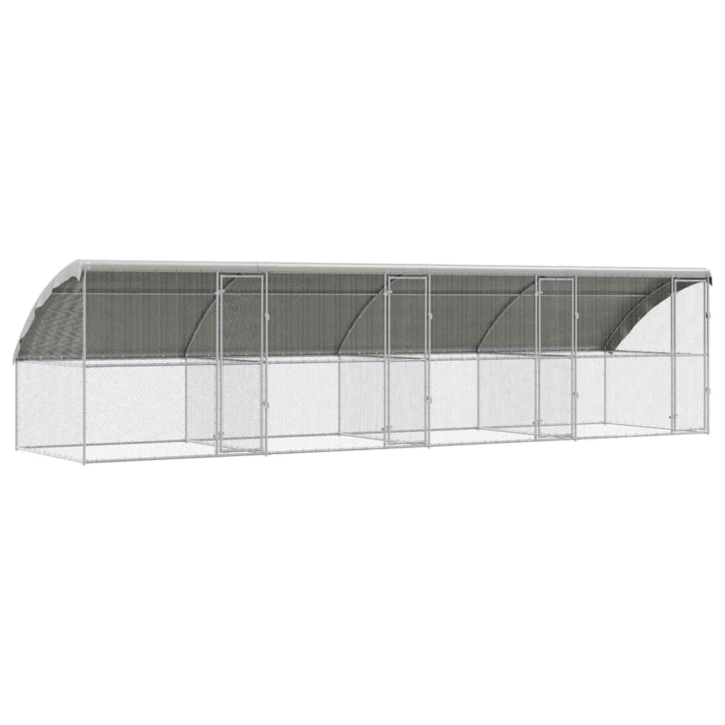 Chicken Cage with 4 Doors 4 pcs Silver 800x200x200cm