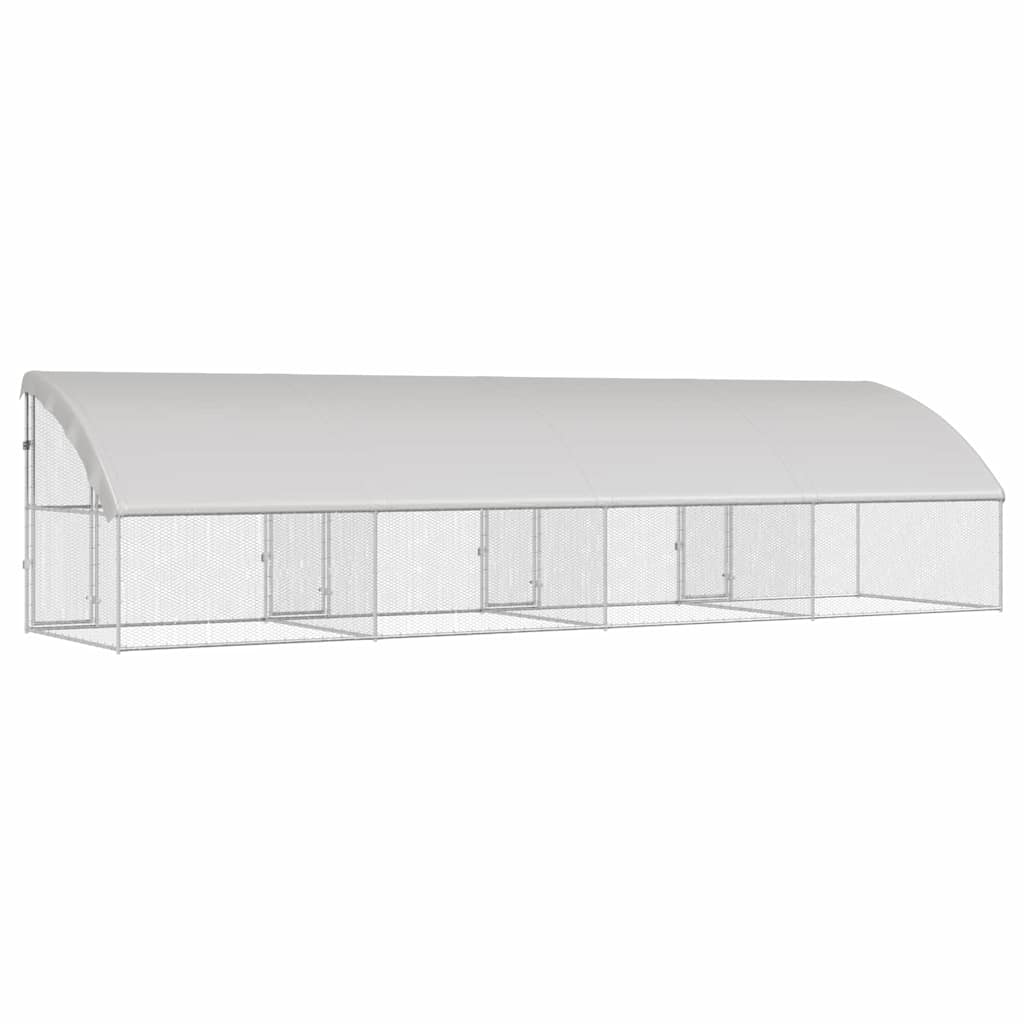 Chicken Cage with 4 Doors 4 pcs Silver 800x200x200cm