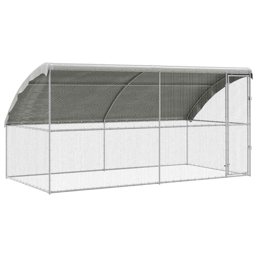 Chicken Cage with 1 Door 2 pcs Silver 400x200x200 cm