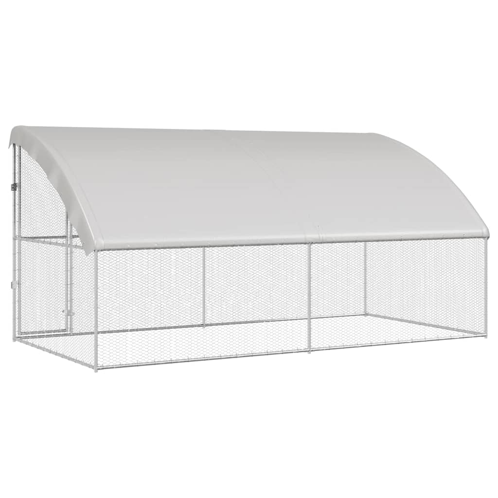 Chicken Cage with 1 Door 2 pcs Silver 400x200x200 cm