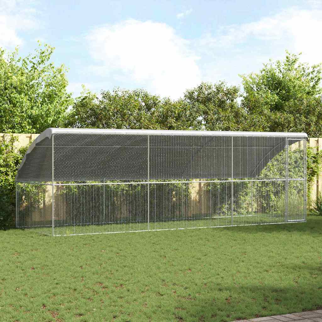 Chicken Cage with 1 Door 3 pcs Silver 600x200x200cm