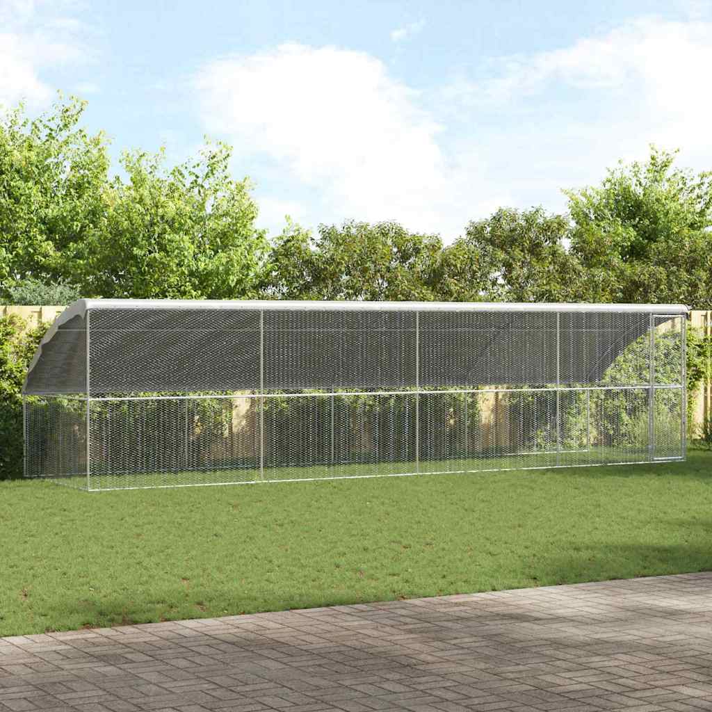 Chicken Cage with 1 Door 4 pcs Silver 800x200x200cm