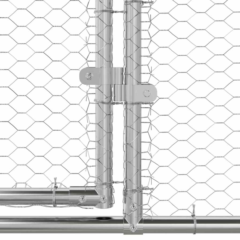 Chicken Cage with 2 Doors 3 pcs Silver 600x200x200cm