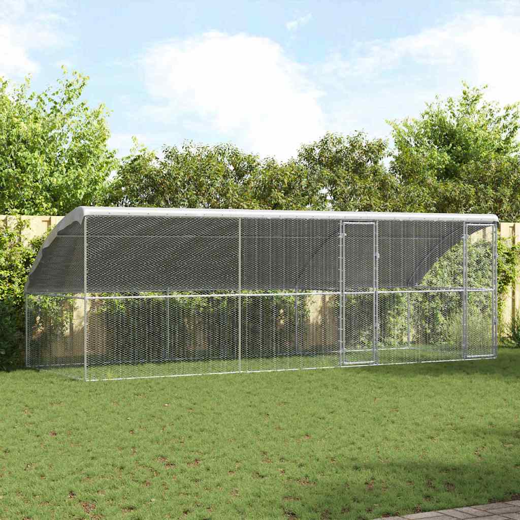 Chicken Cage with 2 Doors 3 pcs Silver 600x200x200cm