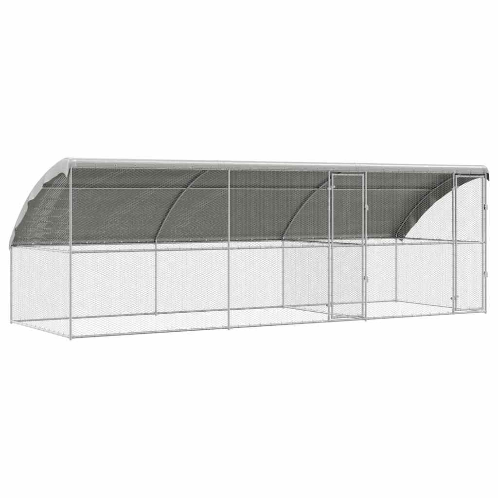 Chicken Cage with 2 Doors 3 pcs Silver 600x200x200cm