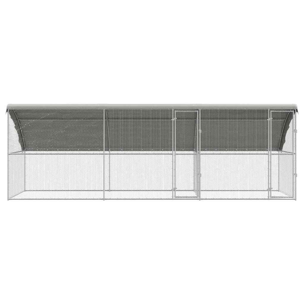 Chicken Cage with 2 Doors 3 pcs Silver 600x200x200cm